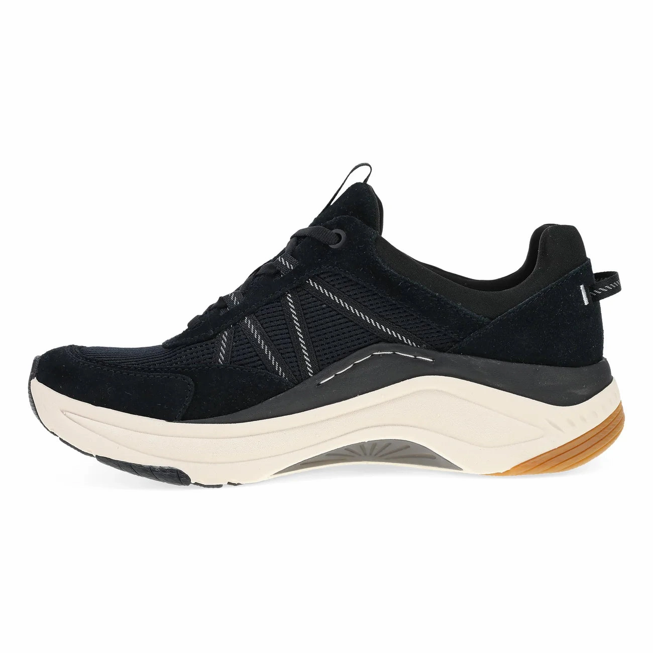 Dansko Women's Poppy Sneaker - Black Suede Clean Wear Quick Dry Textiles