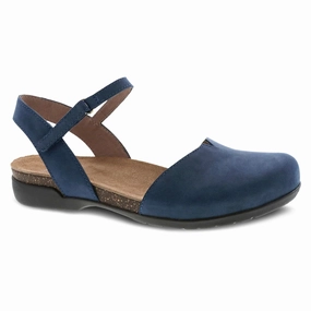 Stylish Flats Soft Material Dansko Women's Rowan Sandal - Navy Milled Nubuck