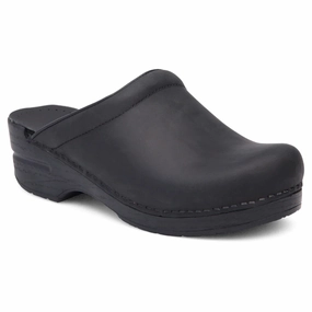 Dansko Women's Sonja Clog - Black Oiled Smooth Motion Transition Beach Path