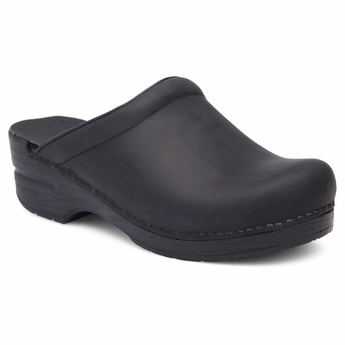 Dansko Women's Sonja Clog - Black Oiled Smooth Motion Transition Beach Path