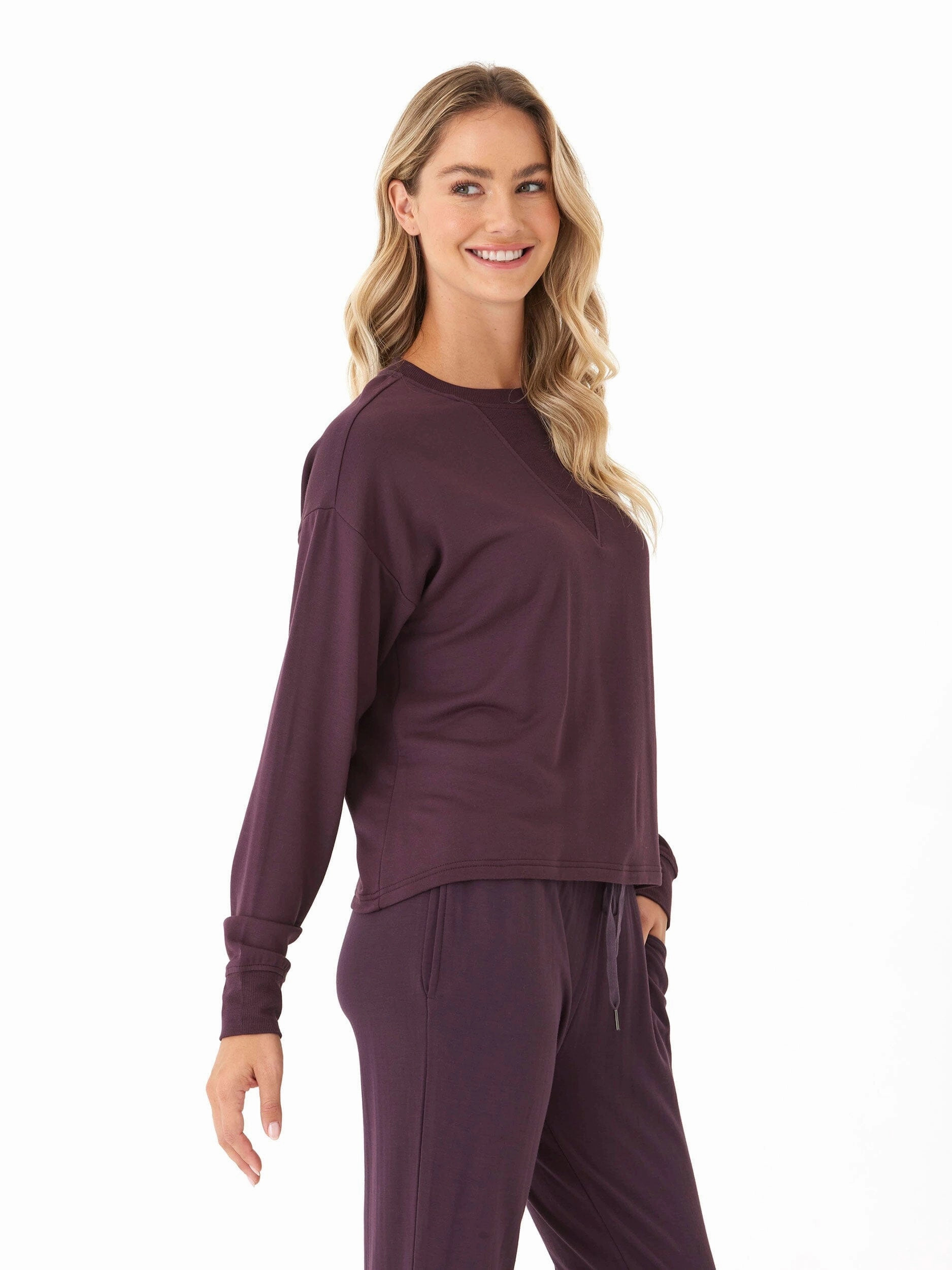 Darby Feather Fleece Panel Pullover Ergonomic Sleeve Shaping