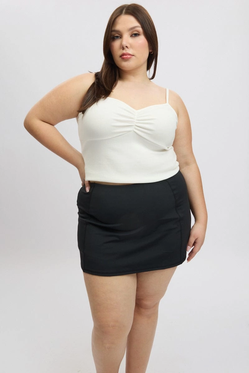 Edgy Look Black Front Split Tennis Skort Skirt