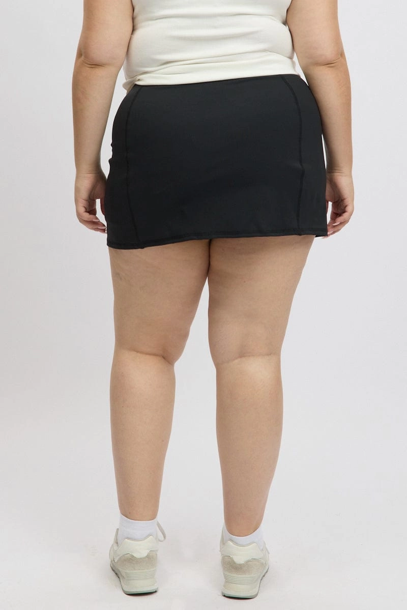 Neutral palette Black Front Split Tennis Skort Skirt