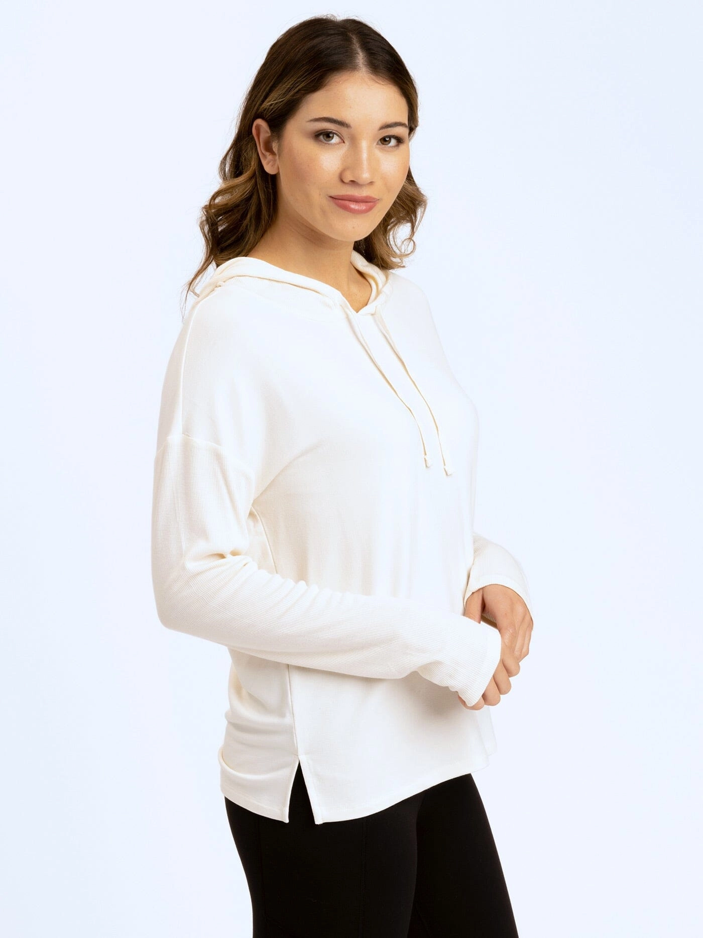 Daveigh Rib Mix Hoodie Ergonomic Sleeve Shaping Cool Season