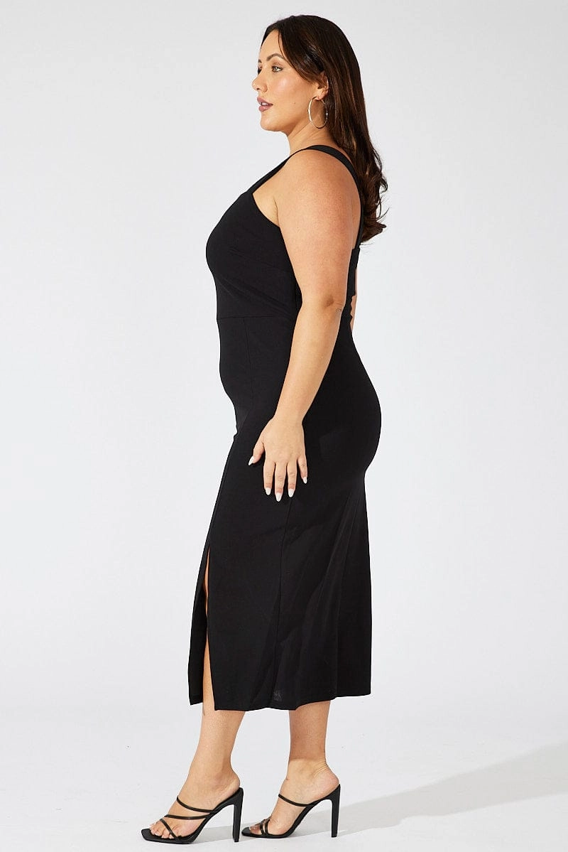 Night Appeal Black Square Neck Bodycon Dress