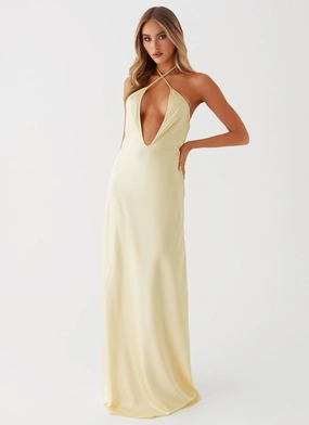 Noir Symphony Maxi Dress - Yellow Travel Edge Crisp Look