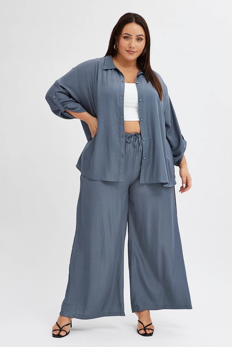 Smart Layering Comfy Shape Grey Wide Leg Pants High Rise
