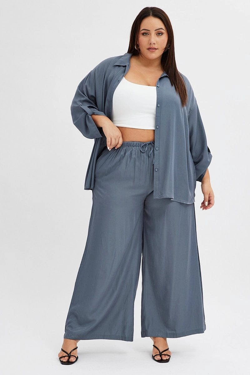 SeamlessPockets Grey Wide Leg Pants High Rise