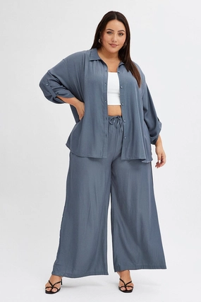 Smart Layering Comfy Shape Grey Wide Leg Pants High Rise