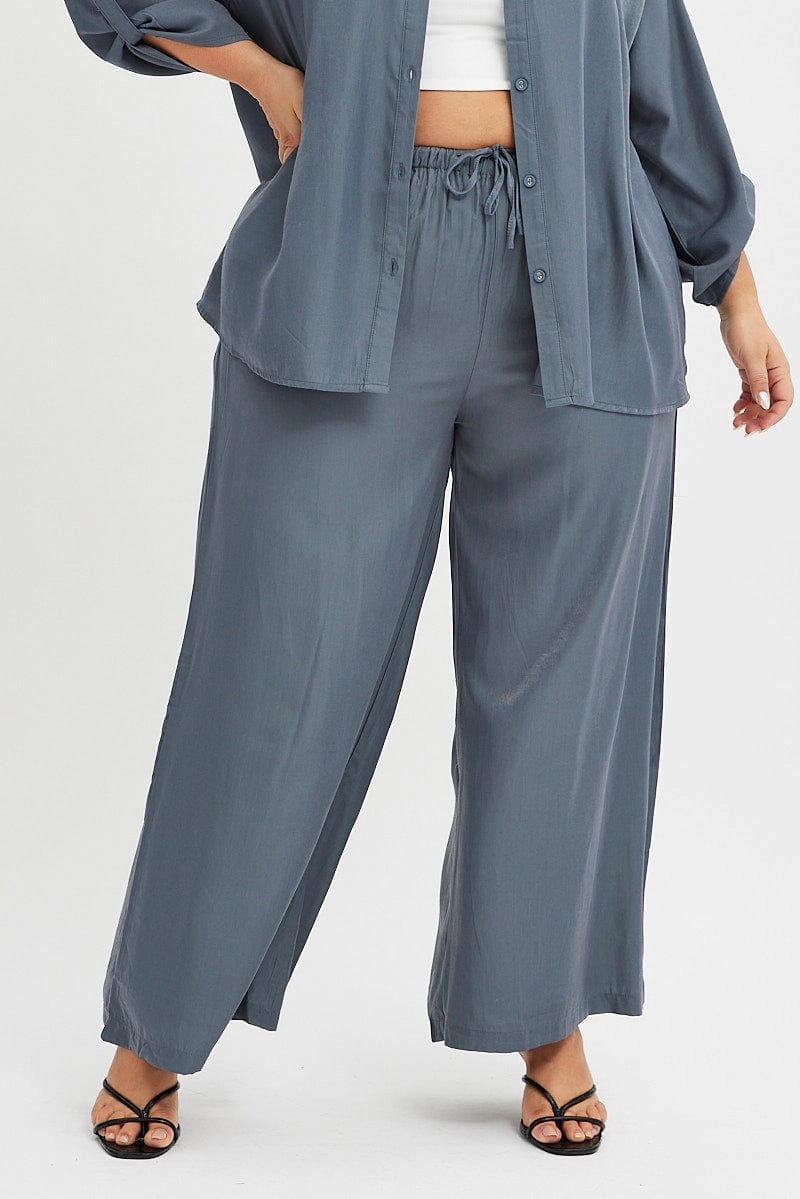Grey Wide Leg Pants High Rise Layering Essential Comfort Wear Fit