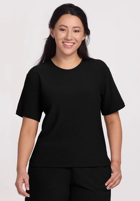 Essential Comfort Delia Ribbed Short Sleeve - Black