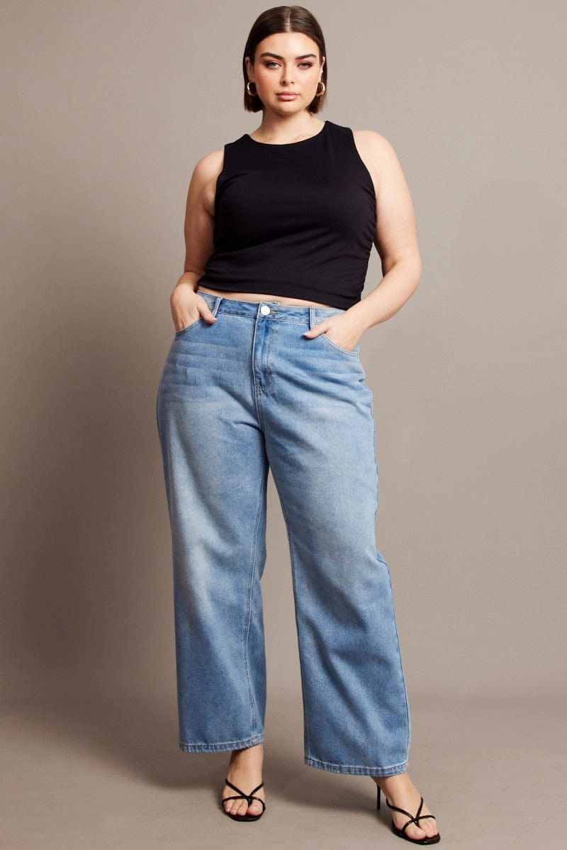 Leisure Ready Functional Fit Denim Baggy Jeans High Rise