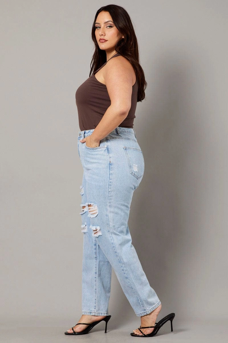Denim Baggy Jeans High Rise Street Essential Travel Essential