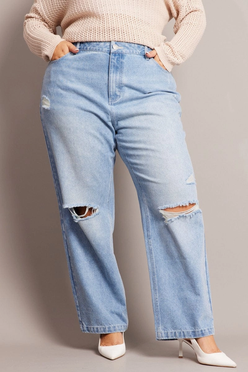 Denim Baggy Jeans High Rise High Waist