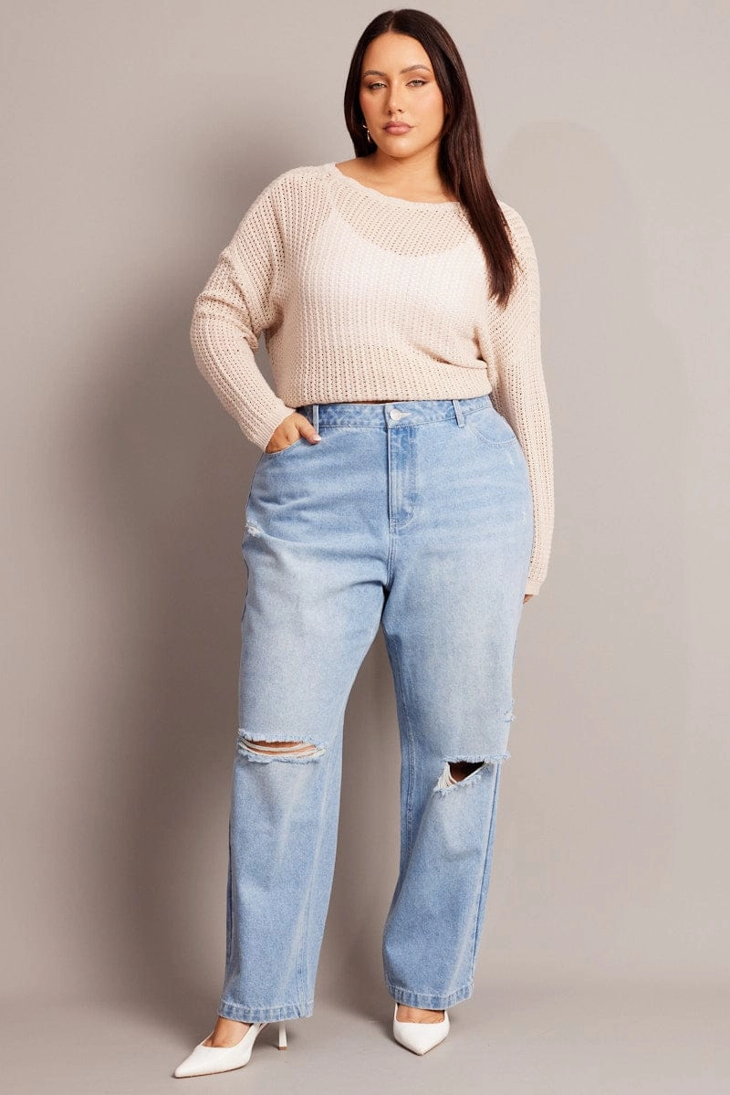 Denim Baggy Jeans High Rise Tailored Appearance