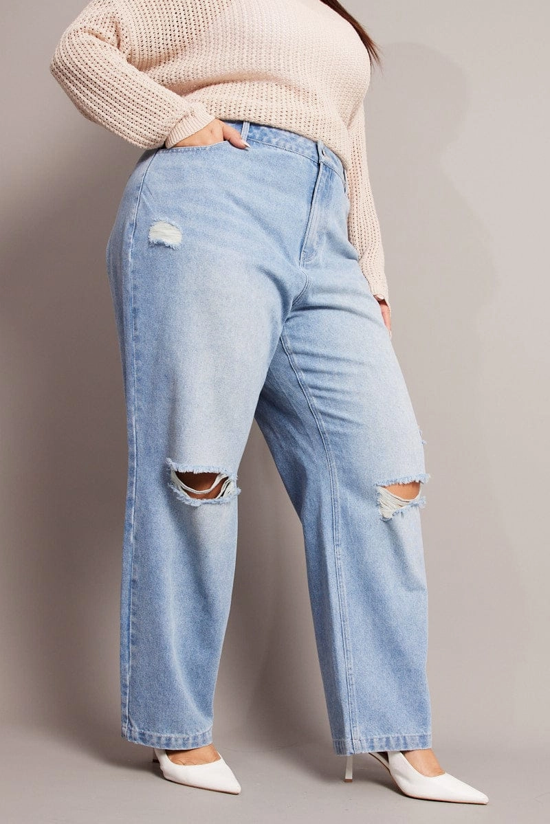 Simple Fashion Denim Baggy Jeans High Rise