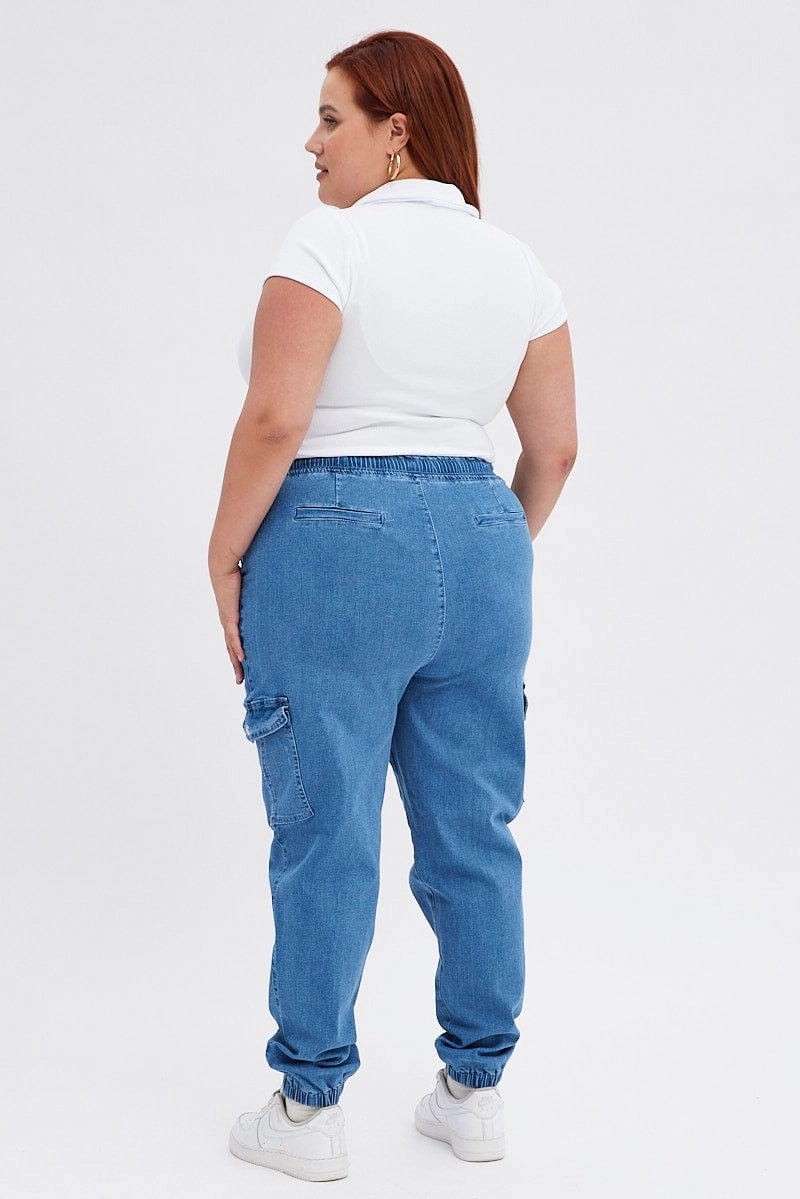 Basic Attire Denim Cargo Denim Jeans High Rise