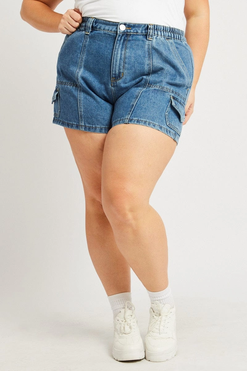 Denim Cargo Shorts High Rise Light Fit dancewear