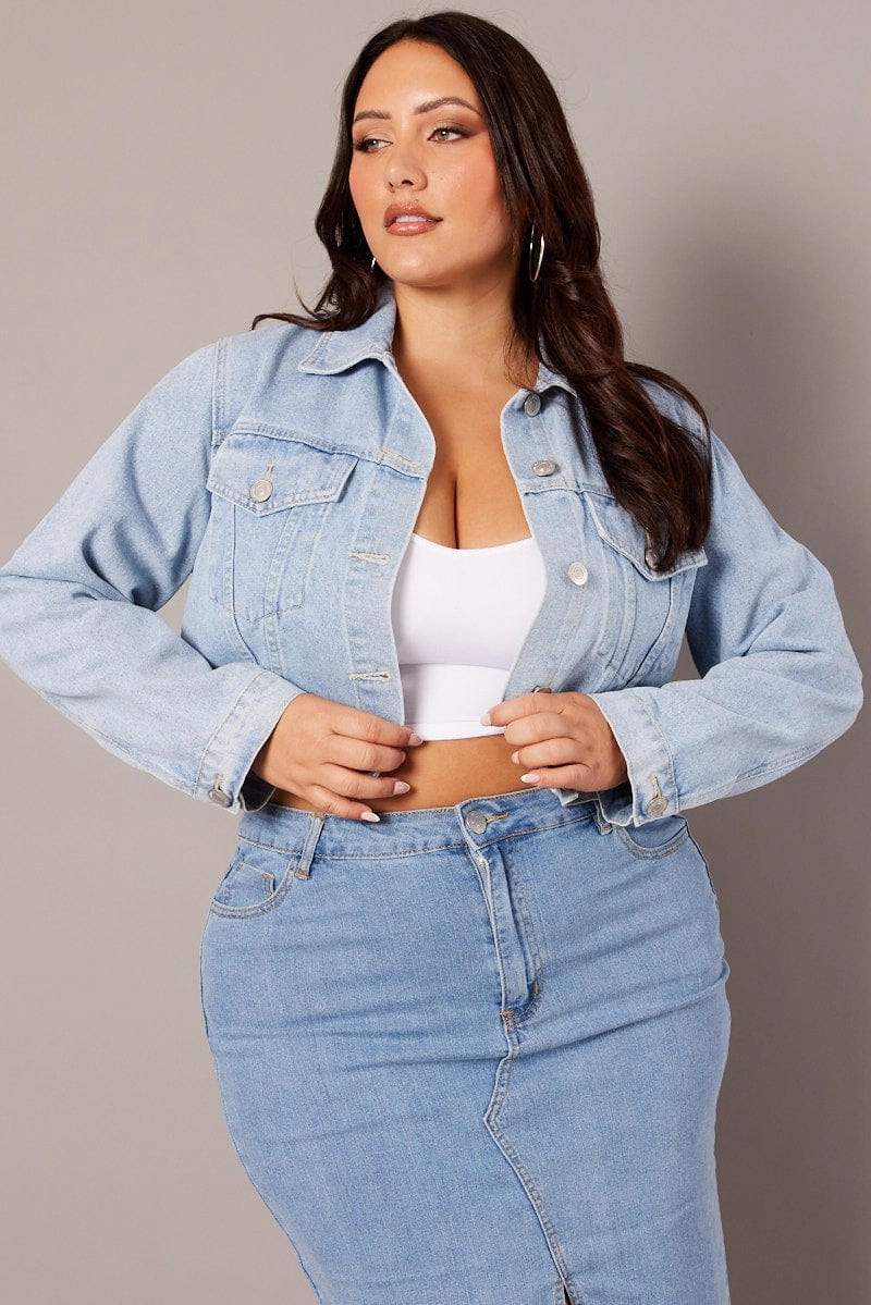Denim Cropped Jacket Everyday apparel SeamSealed Edges