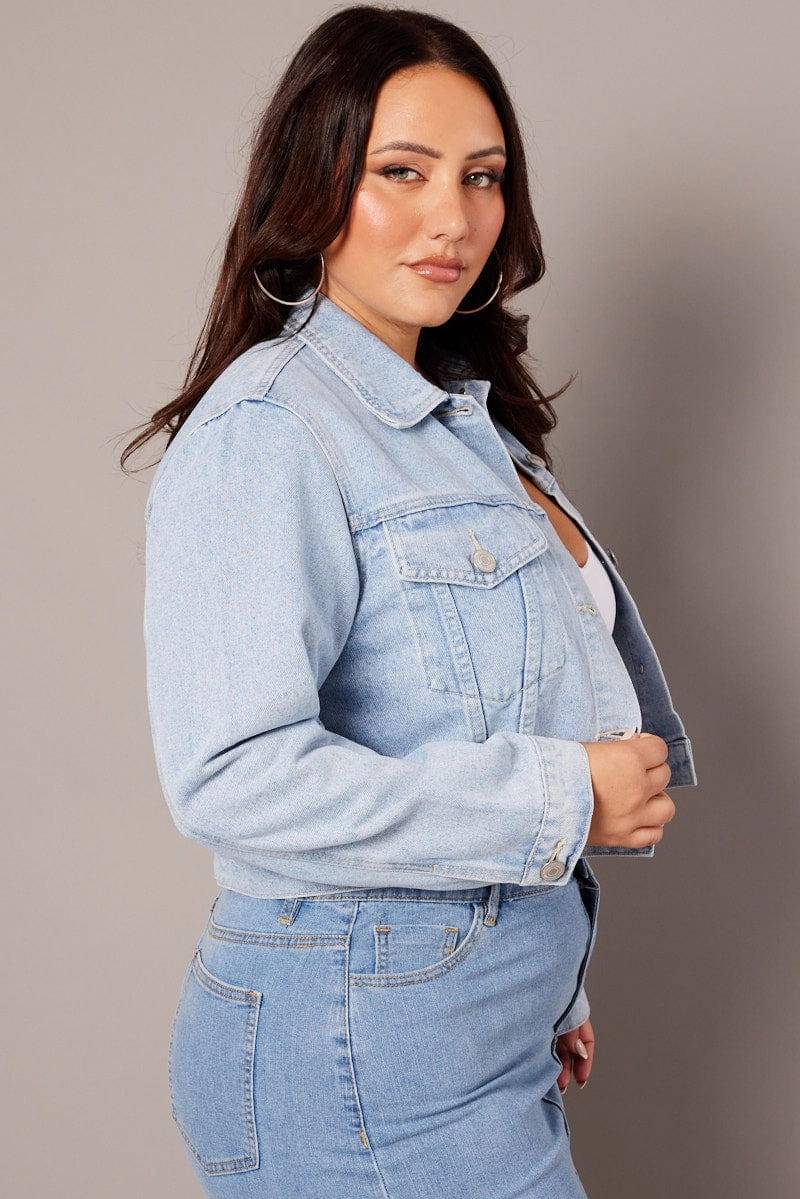 High Loft Insulation Denim Cropped Jacket