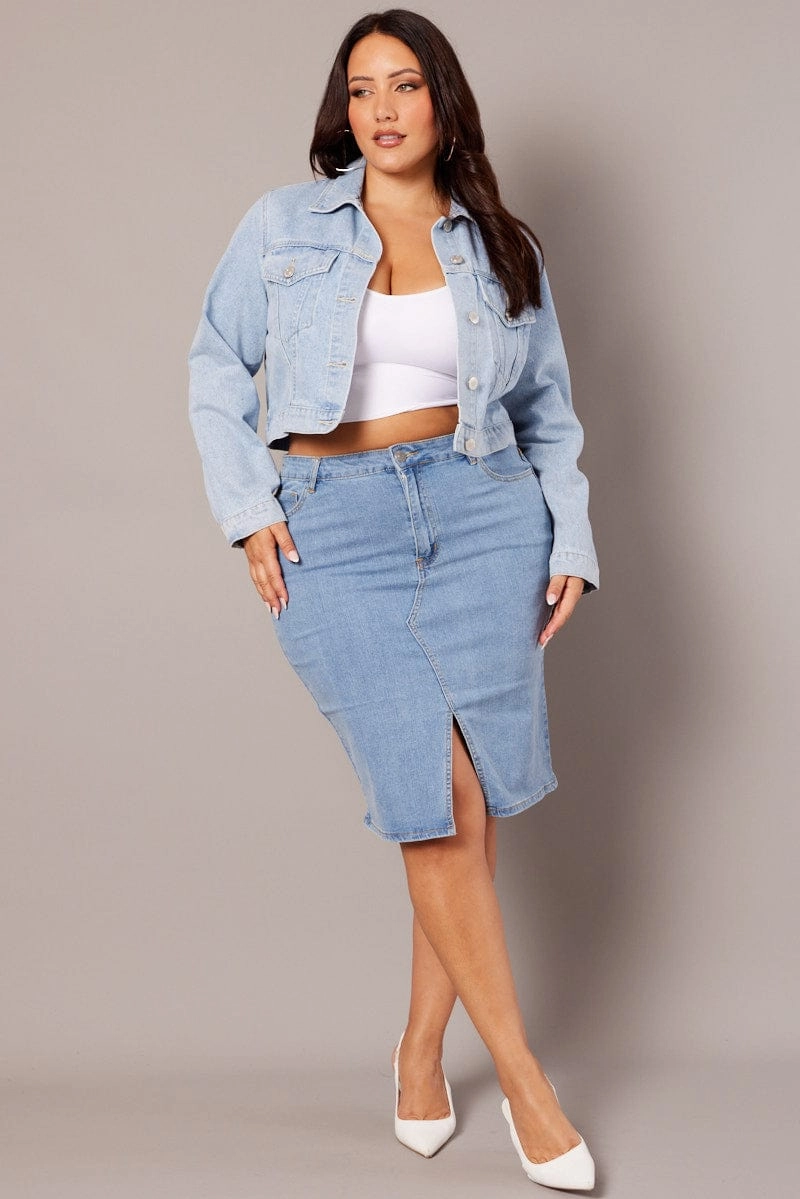 Denim Cropped Jacket Multi Layer Option