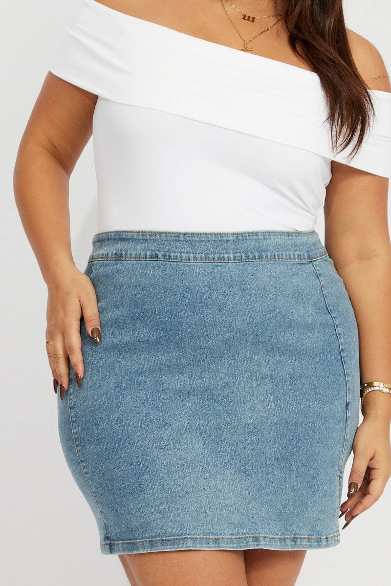 Denim Denim Split Mini Skirt Refined Mood Neat Finish