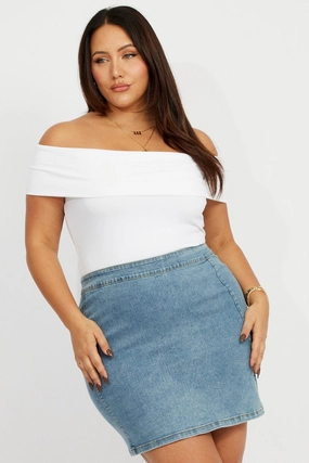 Seasonal Must Have Feminine Charm Denim Denim Split Mini Skirt