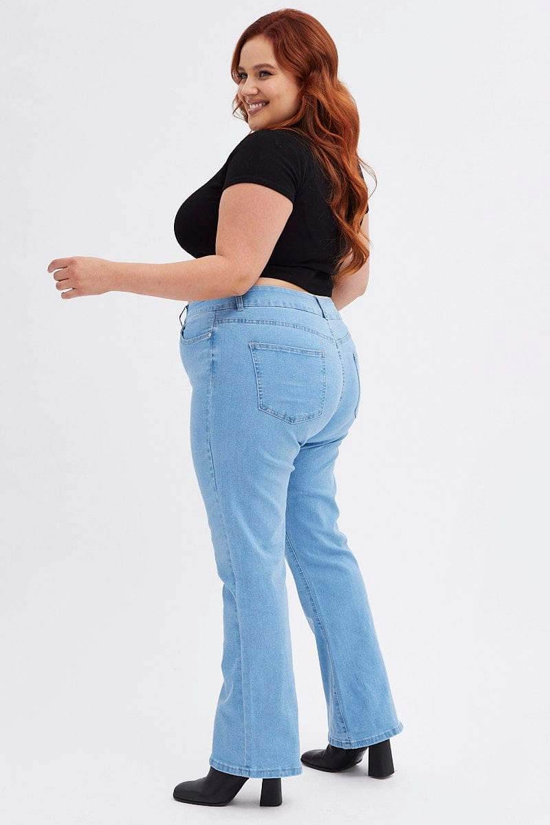 Active Fit Denim Flare Denim Jeans Mid Rise