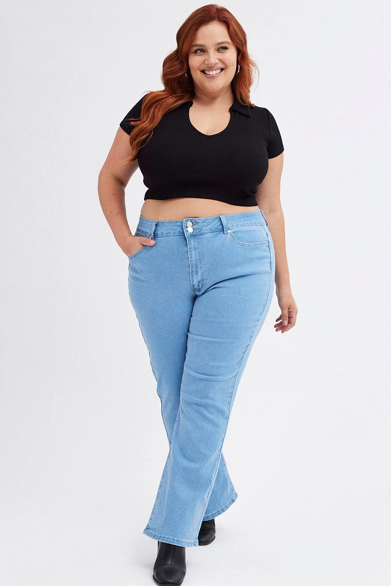 Denim Flare Denim Jeans Mid Rise Heavyweight Denim Date Night Daily Wear