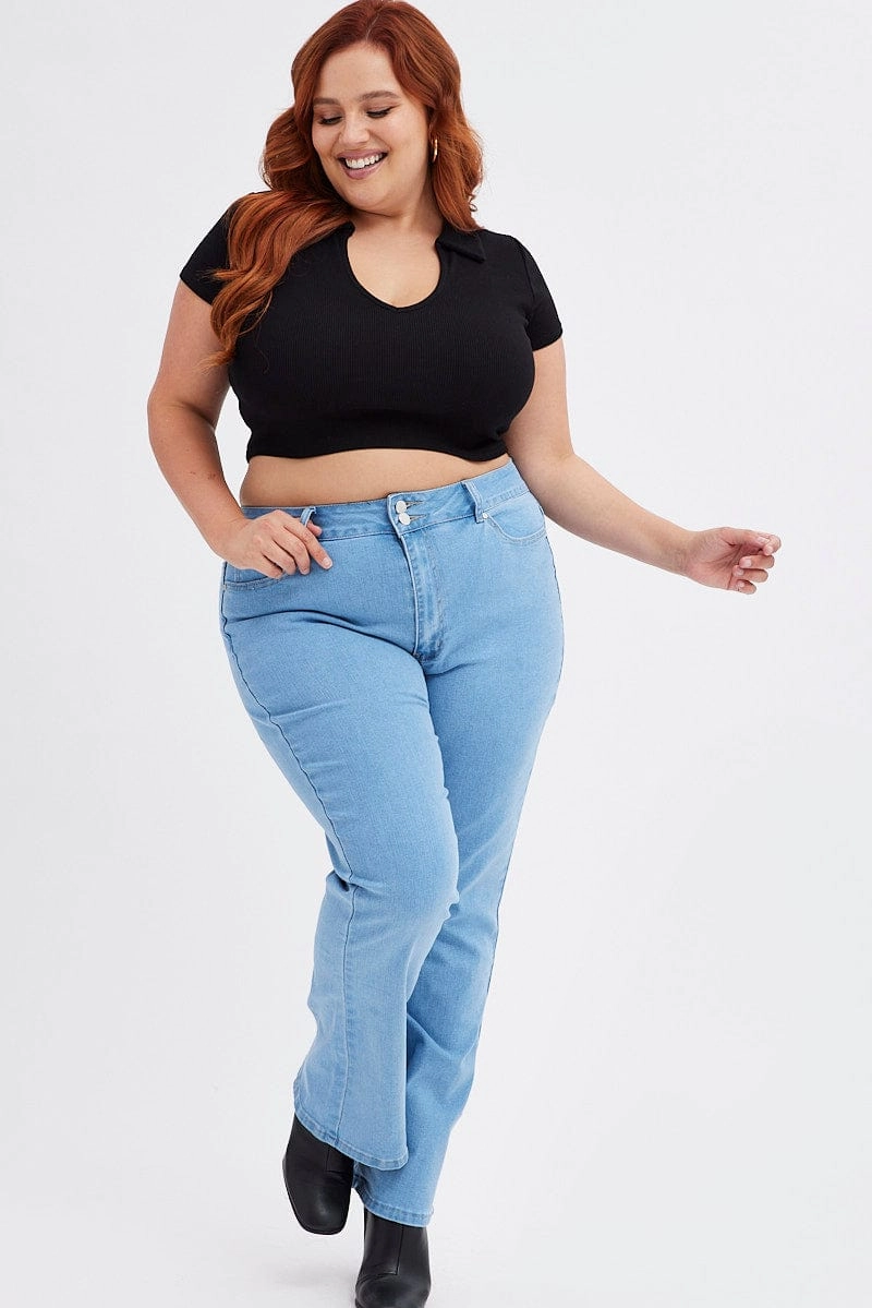 Sophisticated Look Denim Flare Denim Jeans Mid Rise