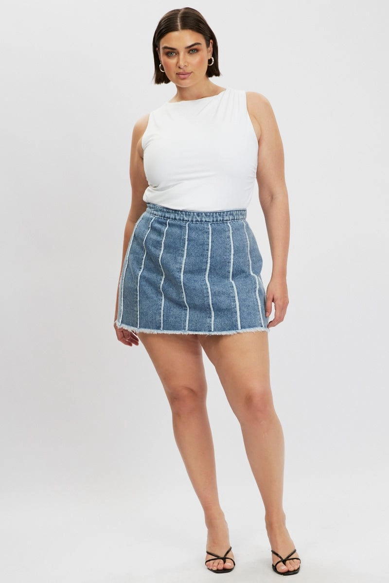 Denim Frayed Denim Mini Skirt Graceful Look