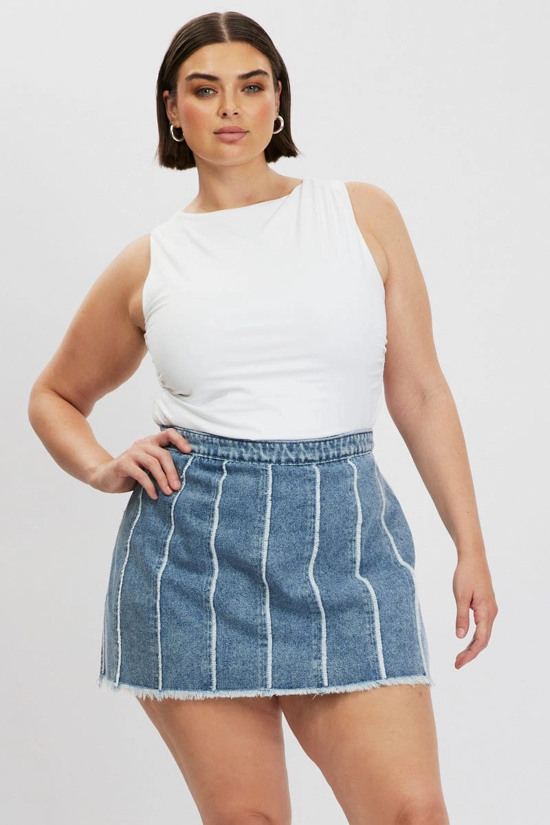 Smart Fit Denim Frayed Denim Mini Skirt