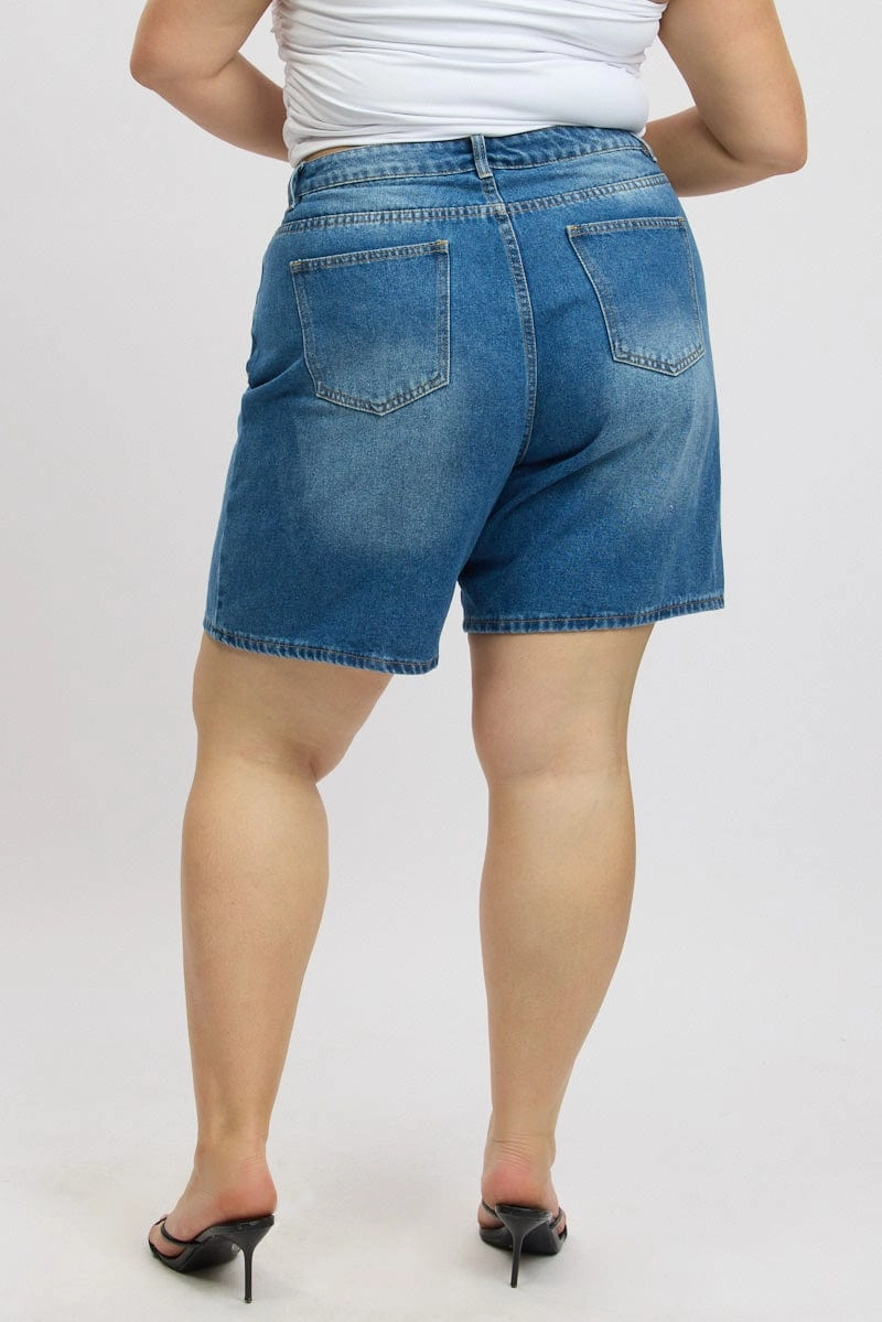 Denim Jort Shorts High Rise Breezy Vibe Active Performance