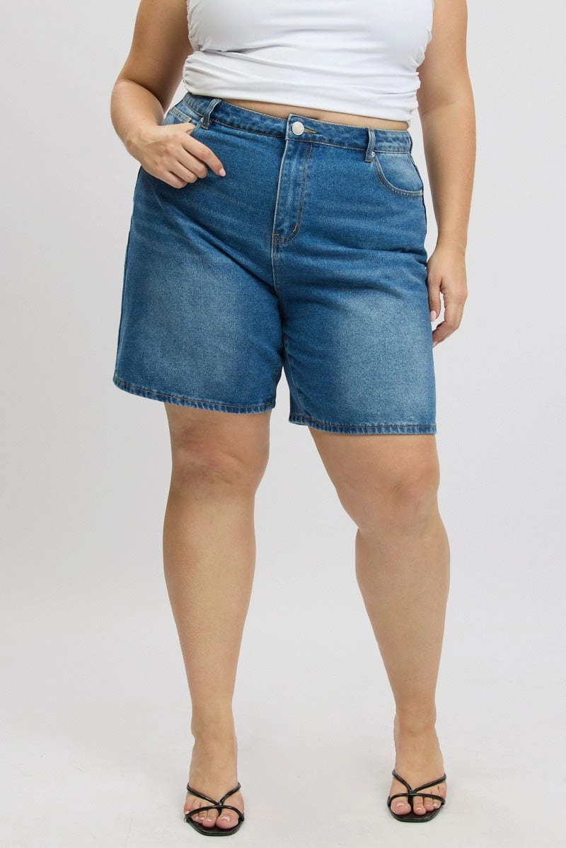 Minimal Waistband Denim Jort Shorts High Rise