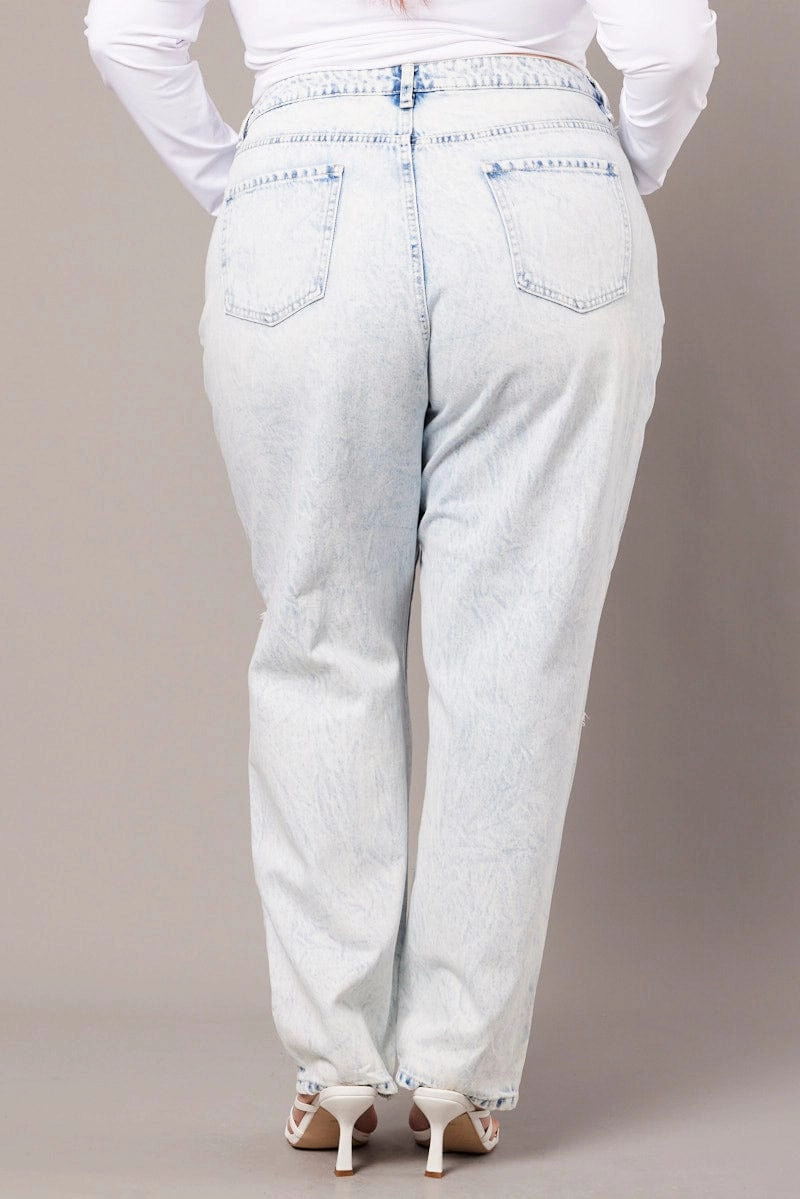 Versatile Weekend Style Denim Mom Jeans High Rise Ripped