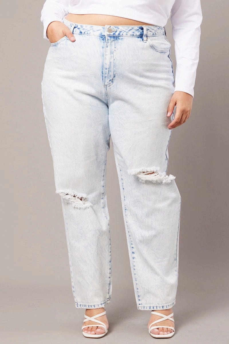 Denim Mom Jeans High Rise Ripped Fashion Must-Have