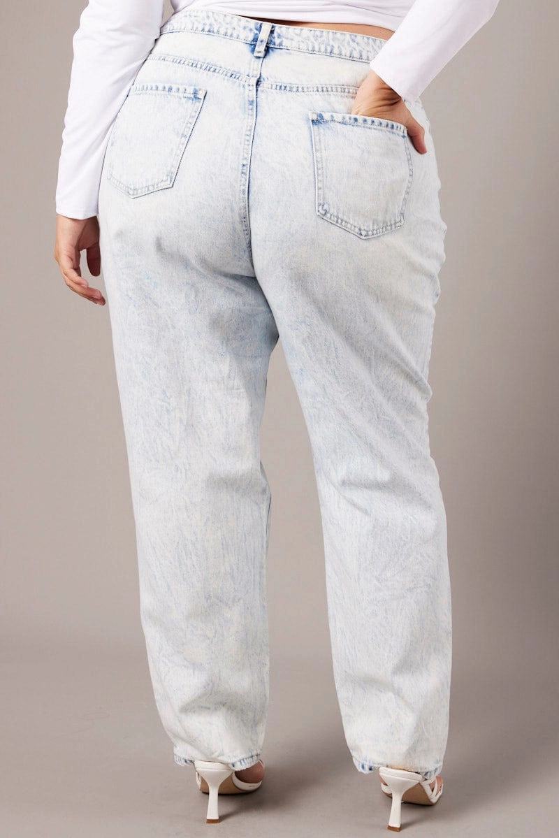 Timeless Fit Classic Cut Denim Mom Jeans High Rise Ripped