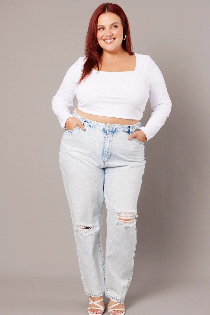 Denim Mom Jeans High Rise Ripped Fashion Essential