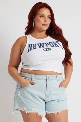 Recycled Elastic Trim Denim Relaxed Denim Shorts High Rise