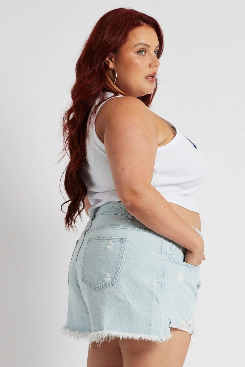 Hot Weather Cargo Pockets Denim Relaxed Denim Shorts High Rise