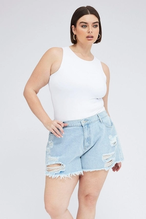 Performance Wear Denim Relaxed Shorts High Hise