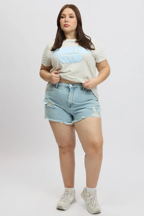 Denim Relaxed Shorts High Rise Durable Stitching Formal Occasion