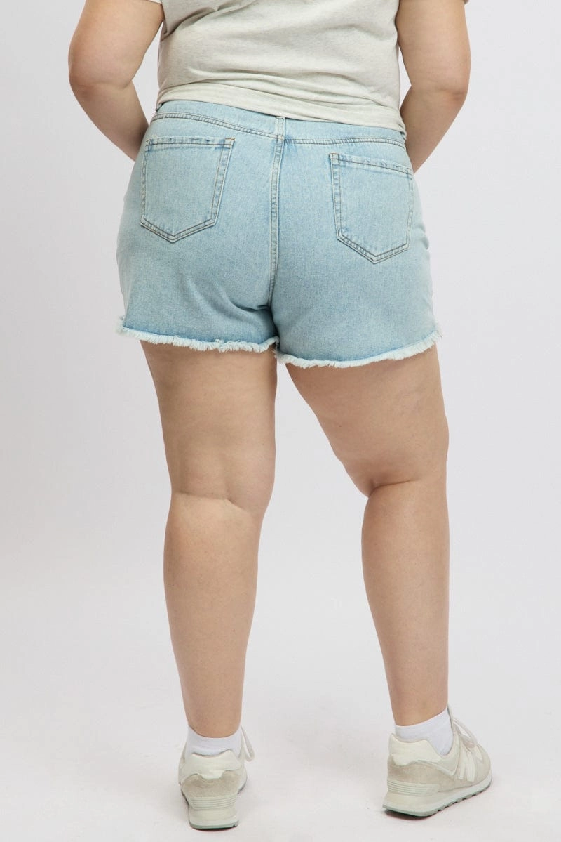 Beach Bound quick dry Denim Relaxed Shorts High Rise