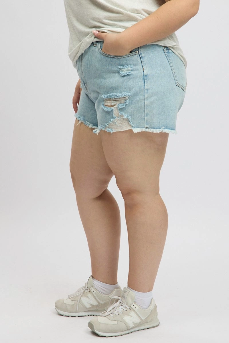 All Occasion Layered Panel Design Denim Relaxed Shorts High Rise