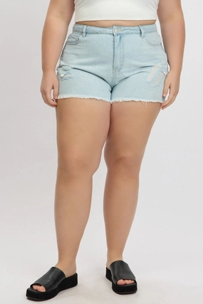 Denim Relaxed Shorts High Rise Port Pocket Design