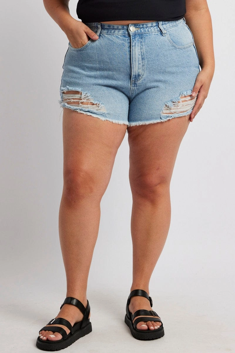 Denim Relaxed Shorts High Rise Light Motion Fit Easy Care Material