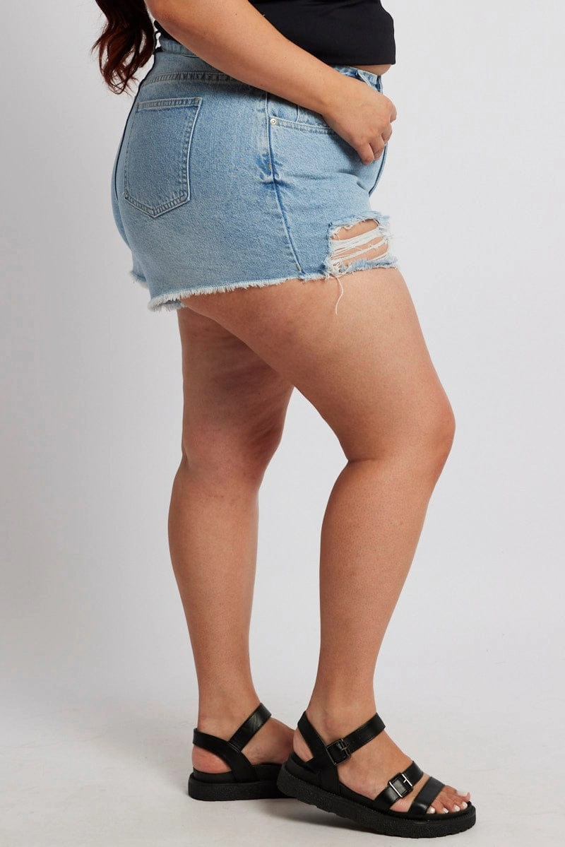 Denim Relaxed Shorts High Rise Flame Retardant Coating