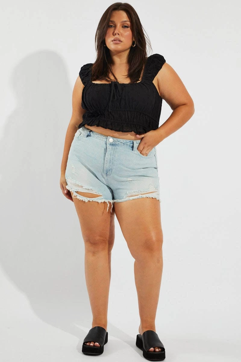 Denim Relaxed Shorts High Rise Playful Style sophisticated appearance