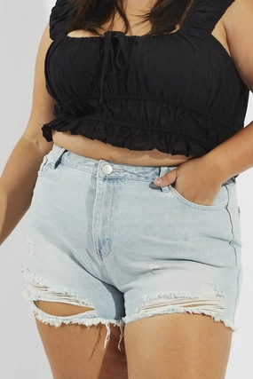 Denim Relaxed Shorts High Rise Daily Fit Wide Range Motion