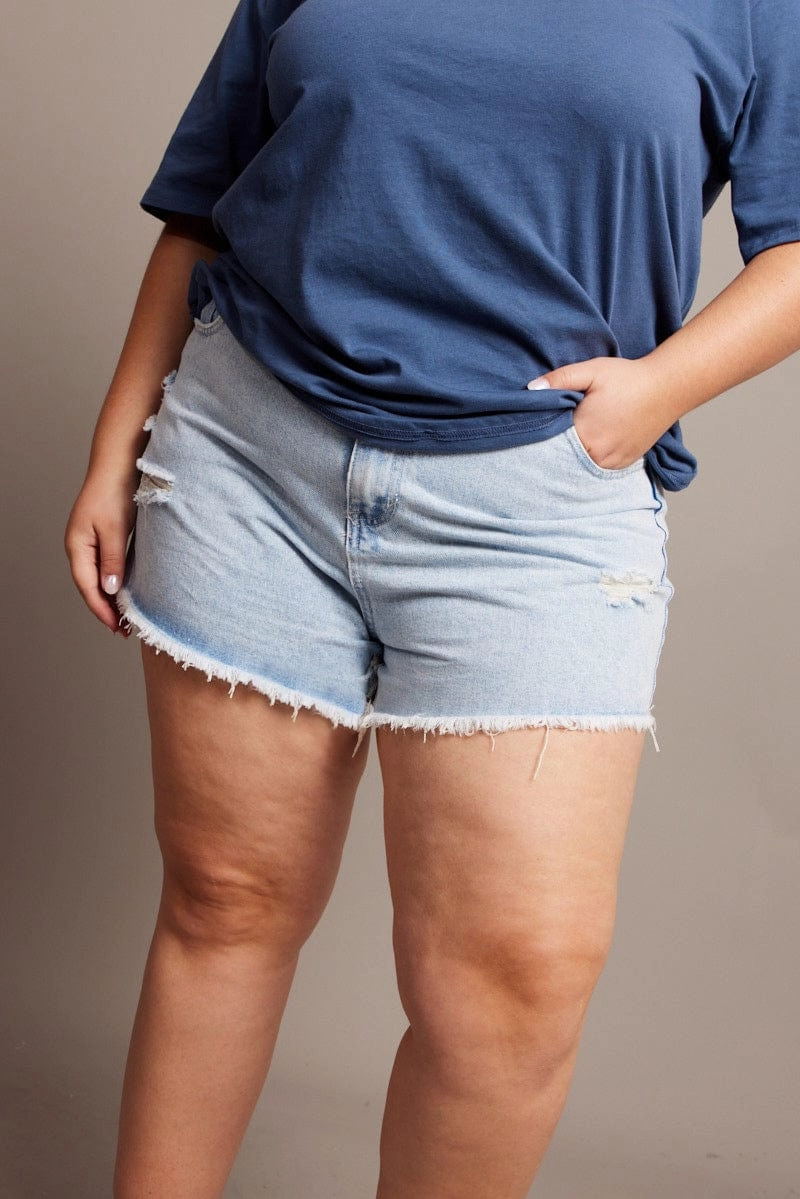 Denim Relaxed Shorts High Rise Warm Weather Wear